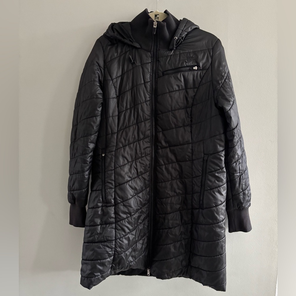 Nike Women's Black Quilted Puffer Jacket Coat Size XL